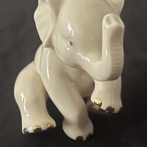 Vintage LENOX Elephant Figurine Porcelain Ivory White 24K Gold Accents 3" x 2"